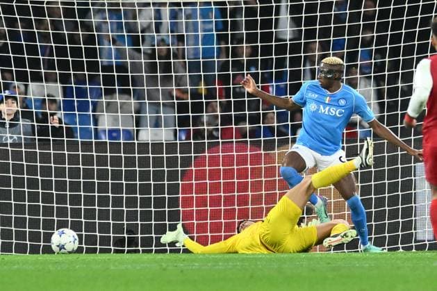 UEFA Champions League football match - SSC Napoli vs SC Braga Victor Osimen of SSC Napoli scores goal 2-0 during the Serie A match between during the Uefa Champions League between SSC Napoli vs SC Braga at Diego Armando Maradona Stadium Naples Italy  Copyright: xIPAxSport ABACAx