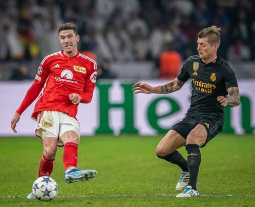 UEFA Champions League 1 FC Union Berlin vs Real Madrid Berlin, 12 12 2023 Robin Gosens 1 FC Union Berlin, 6 , Toni Kroos Real Madrid, 8 UEFA Champions League 1 FC Union Berlin vs Real Madrid, Olympiastadion, Berlin, 12 12 2023 Copyright: xBEAUTIFULxSPORTS LucianoxLimax
