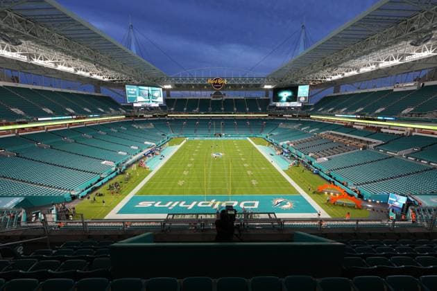 MIAMI GARDENS, FL - DECEMBER 11: A stadium view is seen before the game between the Tennessee Titans and Miami Dolphins on Monday, Dec. 11, 2023 at Hard Rock Stadium, Miami Gardens, Fla. (Photo by Peter Joneleit Icon Sportswire) NFL, American Football Herren, USA DEC 11 Titans at Dolphins EDITORIAL USE ONLY Icon231211088