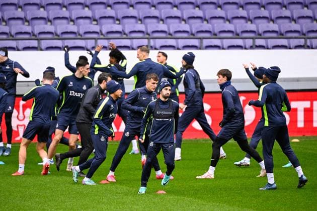 Union s Mohamed Amoura pictured in action during a training session of Belgian soccer team Royale Union Saint Gilloise, on Wednesday 13 December 2023 in Brussels. The team is preparing for tomorrow s game against English club Liverpool FC, on day 6 of the group phase of the UEFA Europa League competition, in group E. LAURIExDIEFFEMBACQ  x82223785x
