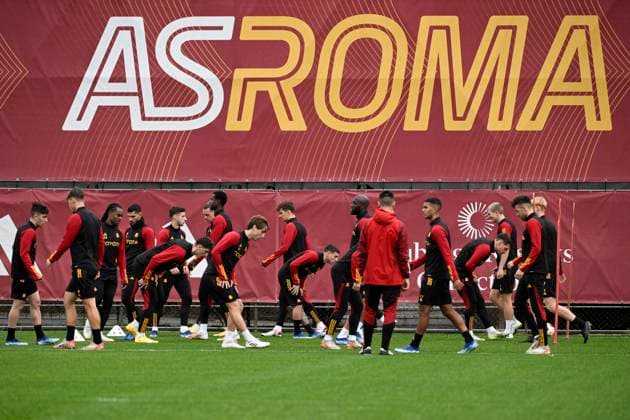 AS Roma players train the day before the Europa League Group G football match between AS Roma and Sheriff at Fulvio Bernardini sporting center in Rome (Italy), December 13rd, 2023. andreaxstaccioli