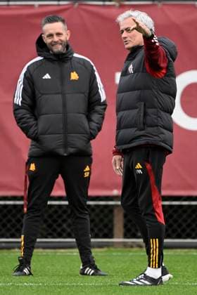 Jose Mourinho coach of AS Roma attends the team training the day before the Europa League Group G football match between AS Roma and Sheriff at Fulvio Bernardini sporting center in Rome (Italy), December 13rd, 2023. andreaxstaccioli