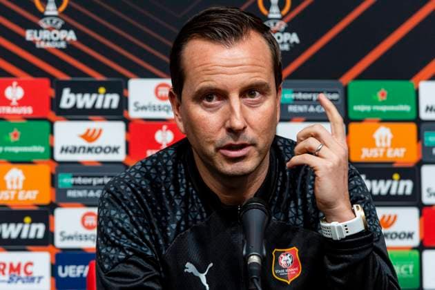 CP Stade Rennais F.C PHOTOPQR OUEST FRANCE Philippe RENAULT ; Rennes ; 13 12 2023 ; UEFA. Europa League. Phase de groupe. Football. Conférence de presse du Stade Rennais F.C. qui affrontera ce jeudi 14 décembre le Villarreal CF. En présence de Martin Terrier et Julien Stéphan, entraineur de Rennes. Photo Philippe RENAULT Ouest-France dec 13th 2023. press conference, PK, Pressekonferenz of Stade Rennais F.C, a day before its UEFA match against Villerreal FC Rennes France  Copyright: xPHOTOPQR OUESTxFRANCE MAXPPPxPhilippexRENAULTx 20231213OFR4349 20231213OFR4349