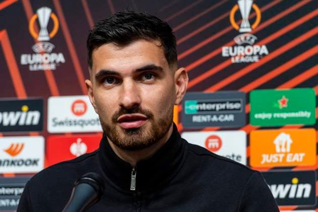 CP Stade Rennais F.C PHOTOPQR OUEST FRANCE Philippe RENAULT ; Rennes ; 13 12 2023 ; UEFA. Europa League. Phase de groupe. Football. Conférence de presse du Stade Rennais F.C. qui affrontera ce jeudi 14 décembre le Villarreal CF. En présence de Martin Terrier et Julien Stéphan, entraineur de Rennes. Photo Philippe RENAULT Ouest-France dec 13th 2023. press conference, PK, Pressekonferenz of Stade Rennais F.C, a day before its UEFA match against Villerreal FC Rennes France  Copyright: xPHOTOPQR OUESTxFRANCE MAXPPPxPhilippexRENAULTx 20231213OFR4350 20231213OFR4350