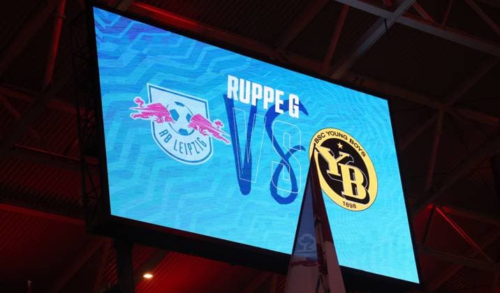 RB Leipzig Young Boys Bern Champions League Leipzig, 13 12 2023, Red Bull Arena, Football , UEFA Champions League, Group G , Matchday 6, RB Leipzig vs Young Boys Bern , In the picture scoreboard before the match , Photo for editorial use only , UEFA regulations prohibit any use of photographs as image sequences and or quasi video ,