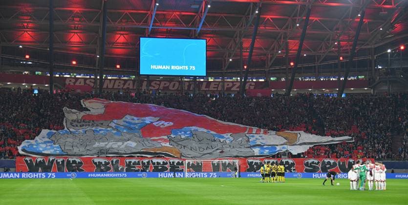 Choreography of the fans of RB Leipzig RB Leipzig vs BSC Young Boys, Football, Champions League, Preliminary Round, Matchday 6, Season 2023 2024, 13 12 2023 DFB DFL REGULATIONS PROHIBIT ANY USE OF PHOTOGRAPHS AS IMAGE SEQUENCES AND OR QUASI VIDEO RB Leipzig vs BSC Young Boys, Football, Champions League, Preliminary Round, Matchday 6, Season 2023 2024, 13 12 2023 Leipzig Copyright: xEibner-Pressefoto BertxHarzerx EP_BHR
