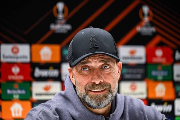 Sport Themen der Woche KW50 Sport Bilder des Tages Liverpool s head coach Jurgen Klopp pictured during a press conference, PK, Pressekonferenz of English club Liverpool FC, on Wednesday 13 December 2023 in Brussels. The team is preparing for tomorrow s game against Belgian soccer team Royale Union Saint Gilloise, on day 6 of the group phase of the UEFA Europa League competition, in group E. LAURIExDIEFFEMBACQ  x82269059x