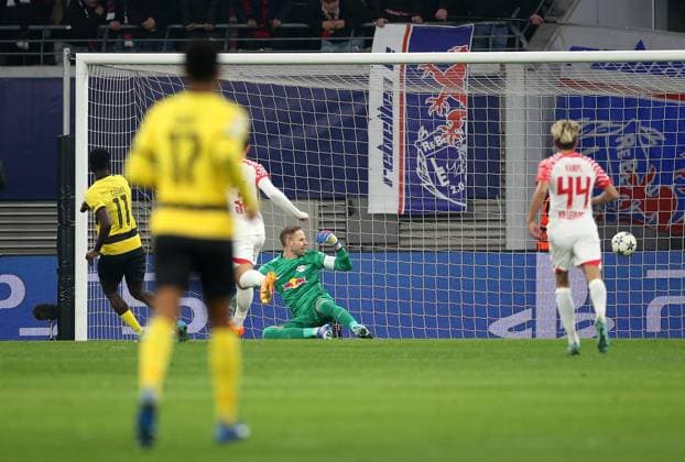 13 12 2023, Football UEFA Champions League 2023 2024, Group stage, Matchday 6, RB Leipzig BSC Young Boys Bern, at Red Bull Arena Leipzig Goal to 1 1 by scorer Ebrima Colley li , BSC Young Boys DFL and DFB regulations prohibit any use of photographs as image sequences and or quasi video