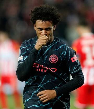 Oscar Bobb of Manchester City celebrates scoring a goal to make it 0-2 Crvena zvezda v Manchester City, UEFA Champions League, Group G, Football, Rajko Mitic Stadium, Belgrade, Serbia - 13 Dec 2023 EDITORIAL USE ONLY No use with unauthorised audio, video, data, fixture lists, club league logos or live services. Online in-match use limited to 120 images, no video emulation. No use in betting, games or single club league player publications. Copyright: xNikolaxKrstic Shutterstockx 14254230cj