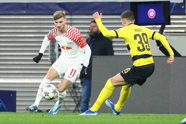 13 12 2023, xtgx, Football UEFA Champions League, RB Leipzig Young Boys Bern emspor, v l Timo Werner Leipzig, 11 , Darian Males Bern, 39 DFL DFB REGULATIONS PROHIBIT ANY USE OF PHOTOGRAPHS as IMAGE SEQUENCES and or QUASI VIDEO Leipzig
