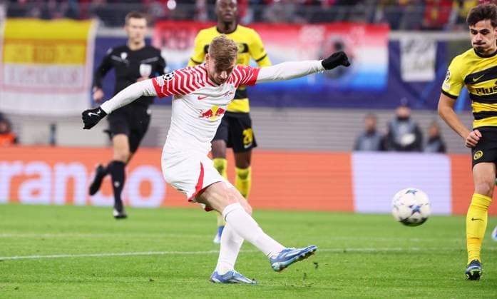 RB Leipzig Young Boys Bern Champions League Leipzig, 13 12 2023, Red Bull Arena, Football , UEFA Champions League, Group G , Matchday 6, RB Leipzig vs Young Boys Bern , In the picture Timo Werner 11, RB Leipzig , Photo for editorial use only , UEFA regulations prohibit any use of photographs as image sequences and or quasi video ,