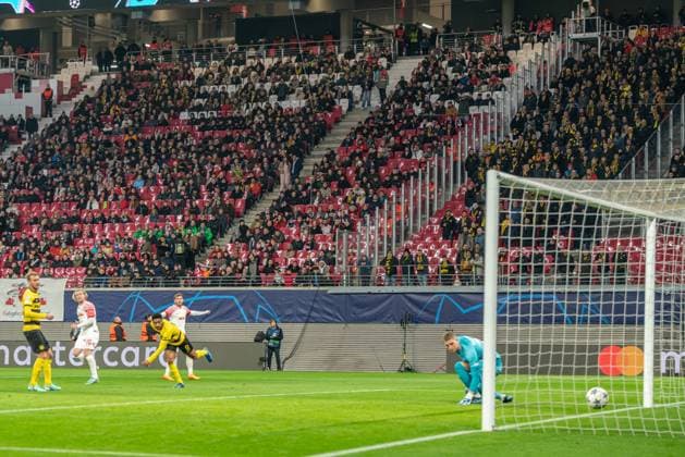 Leipzig, Germany 13 December 2023 Champions League 2023 2024 RB Leipzig vs Young Boys Bern In the picture Emil Forsberg Leipzig 2 v li scores the goal for 2 1 Copyright: xFotostandx xNachtigallx