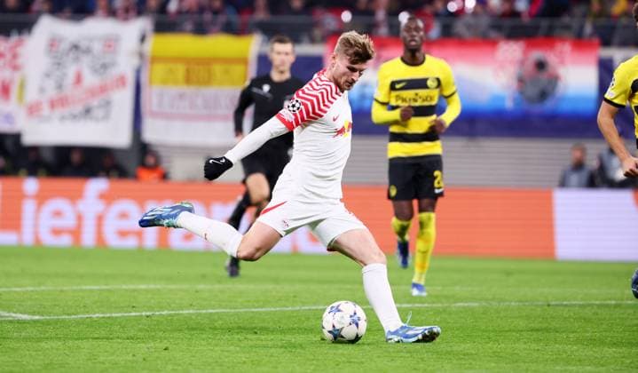 RB Leipzig Young Boys Bern Champions League Leipzig, 13 12 2023, Red Bull Arena, Football , UEFA Champions League, Group G , Matchday 6, RB Leipzig vs Young Boys Bern , In the picture Timo Werner 11, RB Leipzig , Photo for editorial use only , UEFA regulations prohibit any use of photographs as image sequences and or quasi video ,
