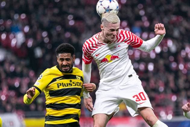 LIPSK 13.12.2023 MECZ FAZA GRUPOWA UEFA LIGA MISTRZOW GRUPA G 2023 2024 - RB LIPSK - YOUNG BOYS BERNO GROUP STAGE UEFA CHAMPIONS LEAGUE MATCH GROUP H 2023 2024: RB LEIPZIG - YOUNG BOYS BERN nz BENJAMIN SESKO SAIDY JANKO Fot. Ernest Kolodziej 400mm.pl NEWSPIX.PL --- Newspix.pl POLAND OUT!  20231213_KOL9305