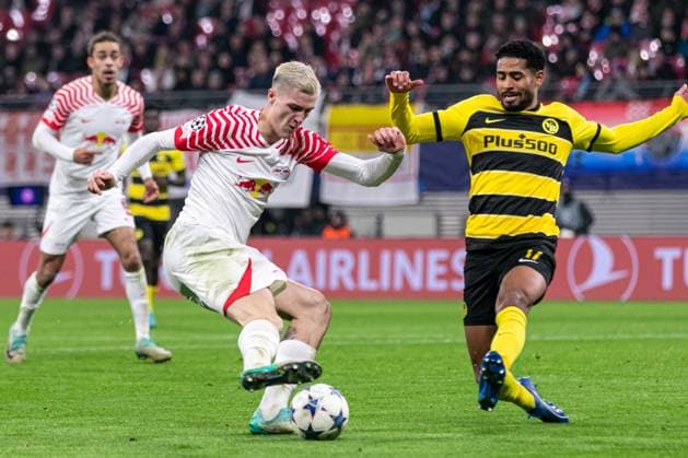 LIPSK 13.12.2023 MECZ FAZA GRUPOWA UEFA LIGA MISTRZOW GRUPA G 2023 2024 - RB LIPSK - YOUNG BOYS BERNO GROUP STAGE UEFA CHAMPIONS LEAGUE MATCH GROUP H 2023 2024: RB LEIPZIG - YOUNG BOYS BERN nz BENJAMIN SESKO SAIDY JANKO Fot. Ernest Kolodziej 400mm.pl NEWSPIX.PL --- Newspix.pl POLAND OUT!  20231213_KOL9343