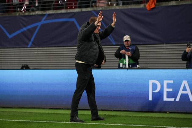Marcel Halstenberg Hannover 96 is seen off before the match Champions League season 2023 2024 Group G RB Leipzig vs BSC Young Boys Bern at the Red Bull Arena in Leipzig Football,Germany,men,men,13 12 2023