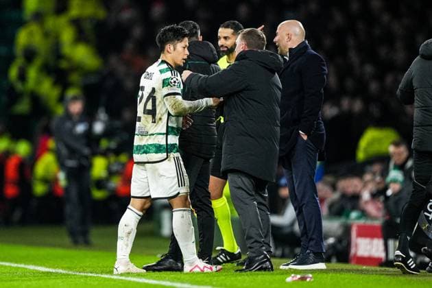 UEFA Champions League: Celtic v Feyenoord Glasgow - Tomoki Iwata of Celtic during the 6th leg of the UEFA Champions League group stage between Celtic v Feyenoord at Celtic Park on 13 December 2023 in Glasgow, Scotland. Copyright: xTomxBodex