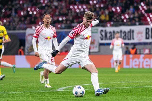 LIPSK 13.12.2023 MECZ FAZA GRUPOWA UEFA LIGA MISTRZOW GRUPA G 2023 2024 - RB LIPSK - YOUNG BOYS BERNO GROUP STAGE UEFA CHAMPIONS LEAGUE MATCH GROUP H 2023 2024: RB LEIPZIG - YOUNG BOYS BERN nz TIMO WERNER Fot. Ernest Kolodziej 400mm.pl NEWSPIX.PL --- Newspix.pl POLAND OUT!  20231213_KOL9494