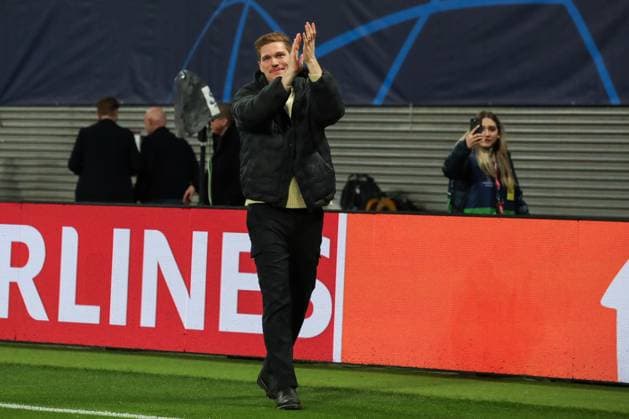 Marcel Halstenberg Hannover 96 is seen off before the match Champions League season 2023 2024 Group G RB Leipzig vs BSC Young Boys Bern at the Red Bull Arena in Leipzig Football,Germany,men,men,13 12 2023