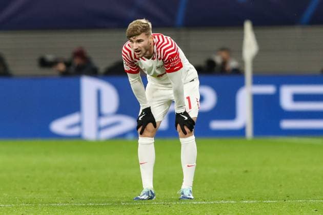 Timo Werner RB Leipzig,11 shortly before the end of the match Champions League season 2023 2024 Group G RB Leipzig vs BSC Young Boys Bern at the Red Bull Arena in Leipzig Freisteller,action,football,Germany,man,men,13 12 2023