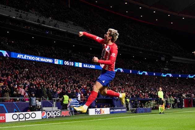 Antoine Griezmann of Atletico de Madrid celebrates his goal during the UEFA Champions League match between Atletico Madrid v SS Lazio in Madrid, Spain, on December 13, 2023. FOOTBALL : Atletico Madrid vs SS Lazio - UEFA Ligue des Champions - 13 12 2023 AlvaroMedranda Panoramic 