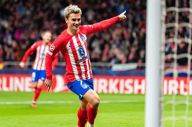 Uefa Champions League 23 24: Atletico Madrid vs Lazio Antoine Griezmann of Atletico Madrid seen celebrating his goal during the Champions League football match between Atletico Madrid and Lazio at Metropolitano Stadium in Madrid, Spain. Madrid Estadio Metropolitano Madrid Spain Copyright: xAlbertoxGardinx AGardin_20231213_football_Champions_Atletico Madrid vs Lazio_037