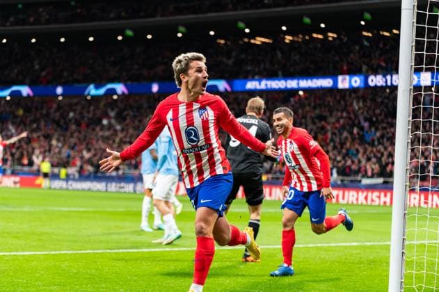 Uefa Champions League 23 24: Atletico Madrid vs Lazio Antoine Griezmann of Atletico Madrid seen celebrating his goal during the Champions League football match between Atletico Madrid and Lazio at Metropolitano Stadium in Madrid, Spain. Madrid Estadio Metropolitano Madrid Spain Copyright: xAlbertoxGardinx AGardin_20231213_football_Champions_Atletico Madrid vs Lazio_042