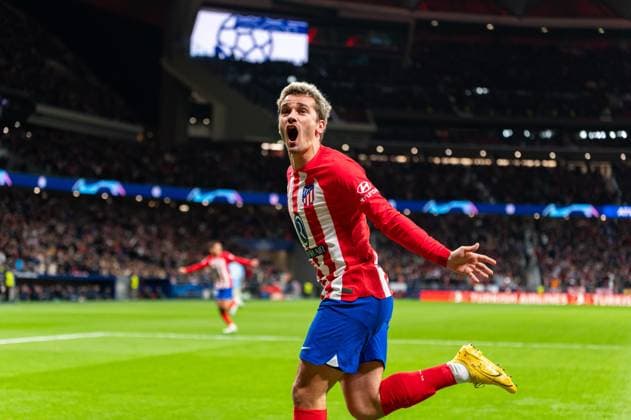 Uefa Champions League 23 24: Atletico Madrid vs Lazio Antoine Griezmann of Atletico Madrid seen celebrating his goal during the Champions League football match between Atletico Madrid and Lazio at Metropolitano Stadium in Madrid, Spain. Madrid Estadio Metropolitano Madrid Spain Copyright: xAlbertoxGardinx AGardin_20231213_football_Champions_Atletico Madrid vs Lazio_047