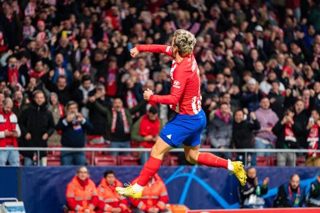 Uefa Champions League 23 24: Atletico Madrid vs Lazio Antoine Griezmann of Atletico Madrid seen celebrating his goal during the Champions League football match between Atletico Madrid and Lazio at Metropolitano Stadium in Madrid, Spain. Madrid Estadio Metropolitano Madrid Spain Copyright: xAlbertoxGardinx AGardin_20231213_football_Champions_Atletico Madrid vs Lazio_054