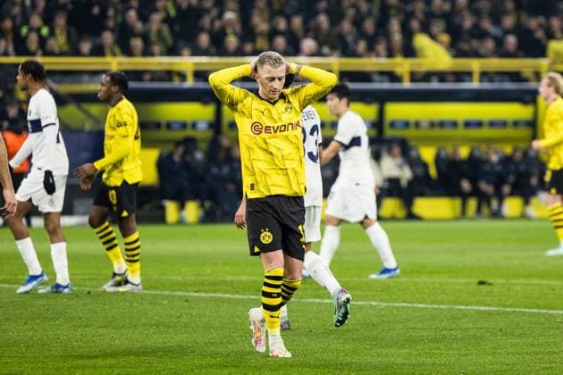 UEFA Champions League Borussia Dortmund FC Paris Saint Germain 13 12 2023 Marco Reus Borussia Dortmund, 11 frustrated after missing a chance to score UEFA Champions League matchday 6 Borussia Dortmund FC Paris Saint Germain, Dortmund, SIGNAL IDUNA PARK on 13 12 2023 DFL REGULATIONS PROHIBIT ANY USE OF PHOTOGRAPHS AS IMAGE SEQUENCES AND OR QUASI VIDEO Copyright: xBEAUTIFULxSPORTS Wunderlx