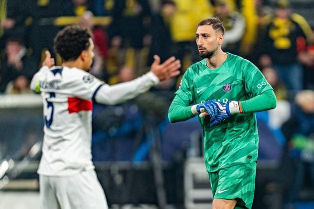 Gianluigi Donnarumma Paris Saint Germain, 99 Marquinhos Paris Saint Germain, 5 Borussia Dortmund vs Paris Saint Germain, Football, UEFA Champions League, Matchday 6, 13 12 2023 DFL REGULATES PROHIBIT ANY OUSE OF PHOTOGRAPHS AS IMAGE SEQUENCES AND OR QUASI VIDEO Borussia Dortmund vs Paris Saint Germain, Football, UEFA Champions League, Matchday 6, 13 12 2023 Dortmund Copyright: xEibner-Pressefoto BahhoxKarax EP_BVB