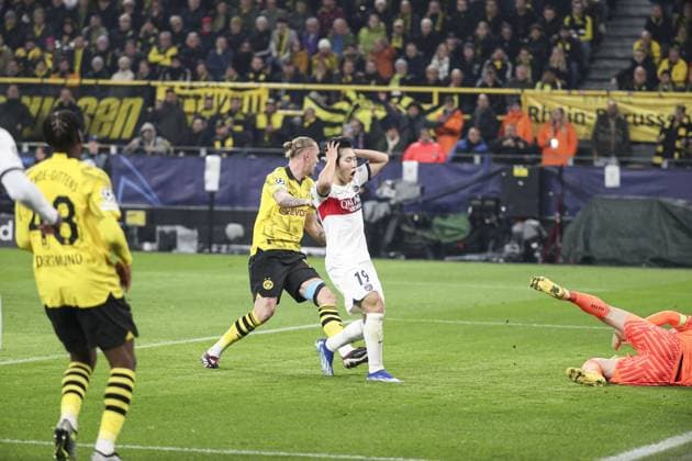 Lee KANG-IN 19 (PSG) during the UEFA Champions League match between Dortmund and PSG at Signal Iduna Park ,on December 13, 2023 in Dortmund, Germany FOOTBALL : 2023 Borussia Dortmund vs Paris Saint Germain - Ligue des Champions - 13 12 2023 -Signal Iduna Park Dortmund - ElyxandroCegarra Panoramic 