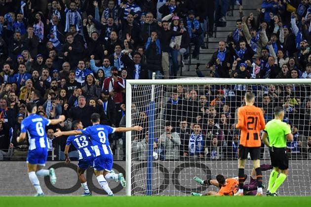 13th December 2023: EUFA Champions League football, FC Porto versus Shakhtar Donetsk: Wenderson Galeno of Porto, celebrates as he scores for 1-0 in the 9th minute  ActionPlus12585497 DanielxCastro