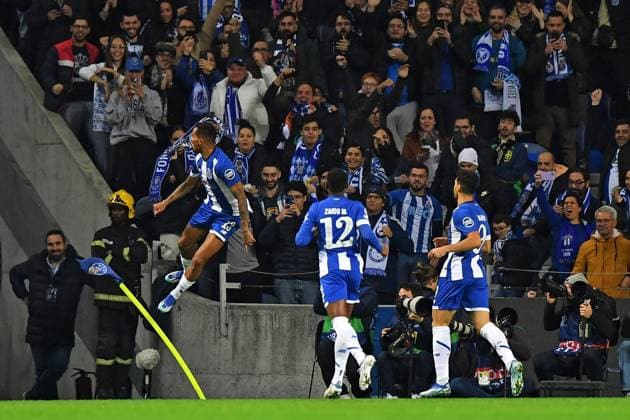 13th December 2023: EUFA Champions League football, FC Porto versus Shakhtar Donetsk: Wenderson Galeno of Porto, celebrates as he scores for 1-0 in the 9th minute  ActionPlus12585499 DanielxCastro