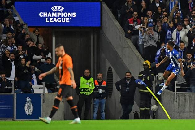 13th December 2023: EUFA Champions League football, FC Porto versus Shakhtar Donetsk: Wenderson Galeno of Porto, celebrates as he scores for 1-0 in the 9th minute  ActionPlus12585500 DanielxCastro