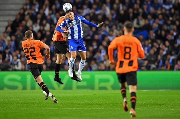 13th December 2023: EUFA Champions League football, FC Porto versus Shakhtar Donetsk: Pep& xea; of Porto challenges Yaroslav Rakitskiy of Shakhtar Donetsk  ActionPlus12585503 DanielxCastro