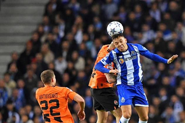 13th December 2023: EUFA Champions League football, FC Porto versus Shakhtar Donetsk: Pep& xea; of Porto challenges Yaroslav Rakitskiy of Shakhtar Donetsk  ActionPlus12585504 DanielxCastro