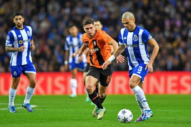 13th December 2023: EUFA Champions League football, FC Porto versus Shakhtar Donetsk: Pepe of Porto challenges Heorhiy Sudakov of Shakhtar Donetsk  ActionPlus12585507 DanielxCastro