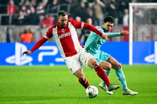 Royal Antwerp FC v FC Barcelona, Barca - UEFA Champions League DEURNE, BELGIUM - DECEMBER 13 : Janssen Vincent forward of Antwerp FC during the UEFA Champions League group H match between Royal Antwerp FC and FC Barcelona on December 13, 2023 in Deurne, Belgium, 13 12 2023 Deurne Belgium  Copyright: xVincentxKalutx