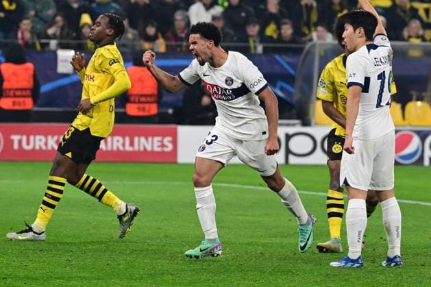 Goal celebration for 1 1 by Warren Zaire Emery 33 Paris Saint Germain , Borussia Dortmund vs Paris Saint Germain, Football, Champions League, Group stage, 13 12 2023 Dortmund Nordrhein Westfalen Germany Copyright: xkolbert-press MarcxNiemeyerx