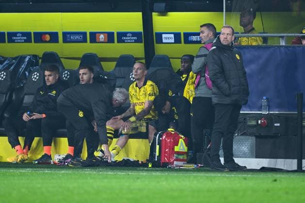 13 12 2023, Football, UCL, UEFA Champions League, Group stage, Matchday 6, Season 2023 2024, Borussia Dortmund Paris St Germain, Marius Wolf Borussia Dortmund with a bandage on his knee xRHR PHOTO TKx Copyright: TeresaxKroeger RHR-FOTOx RHR-FOTO TK