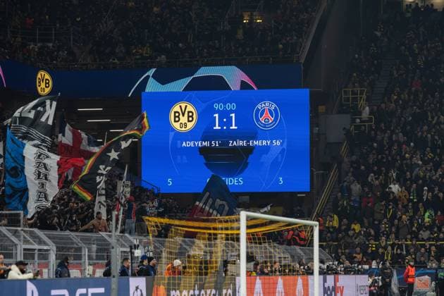 GER, Champions League, Borussia Dortmund vs Paris Saint Germain 13 12 2023, Signal Iduna Park, Dortmund, GER, Champions League, Borussia Dortmund vs Paris Saint Germain In the picture Final result nordphotoxGmbHxx xChristianxSchulze nph000300