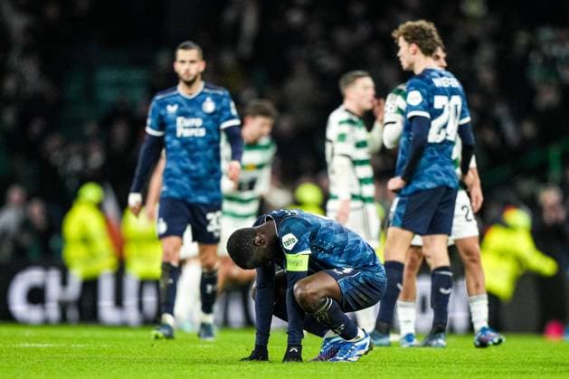Sport Bilder des Tages UEFA Champions League: Celtic v Feyenoord Glasgow - Lutsharel Geertruida of Feyenoord during the 6th leg of the UEFA Champions League group stage between Celtic v Feyenoord at Celtic Park on 13 December 2023 in Glasgow, Scotland. Copyright: xTomxBodex