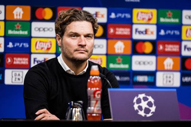 UEFA Champions League Borussia Dortmund FC Paris Saint Germain 13 12 2023 Edin Terzic Borussia Dortmund, Head Coach at the Press Conference UEFA Champions League Matchday 6 Borussia Dortmund FC Paris Saint Germain, Dortmund, SIGNAL IDUNA PARK on 13 12 2023 DFL REGULATIONS PROHIBIT ANY USE OF PHOTOGRAPHS AS IMAGE SEQUENCES AND OR QUASI VIDEO Copyright: xBEAUTIFULxSPORTS Wunderlx