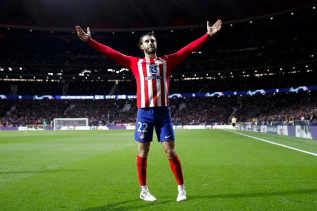 Civitas Metropolitano Stadium MADRID, SPAIN - DECEMBER 13 : Mario Hermoso of Atletico de Madrid celebrates a goal during the UEFA Champions league 2023 24 match between Atletico de Madrid and Lazioat Civitas Metropolitano Stadium. (Photo by Guillermo Martinez) GM (Guillermo Martinez SPP) Copyright: xGuillermoxMartinezx xSPPx spp-en-GuMa-4197