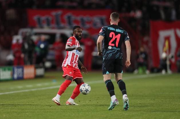 CRVENA ZVEZDA vs MANCHESTER CITY GUELOR KANGA, SERGIO GOMEZ football Crvena zvezda vs Manchester City UEFA Champions league match at Rajko Mitic stadium, Belgrade 13.12.2023 Foto: Belgrade Rajko Mitic stadium Serbia Copyright: xMarkoxMetlasx xMNxPressx