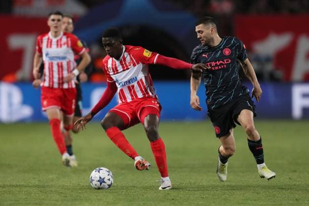 CRVENA ZVEZDA vs MANCHESTER CITY YACOUBA NASSER DJIGA Jakuba Naser Djiga, MATEO KOVACIC football Crvena zvezda vs Manchester City UEFA Champions league match at Rajko Mitic stadium, Belgrade 13.12.2023 Foto: Belgrade Rajko Mitic stadium Serbia Copyright: xMarkoxMetlasx xMNxPressx