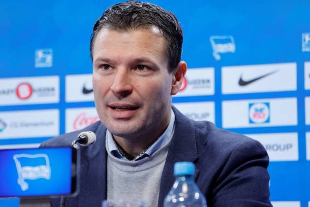 Germany, Berlin, Sportpark, GER, 2 FBL, Hertha BSC, Season 2023 24, Press conference before the home match against VfL Osnabrück, Photo sports director Benjamin Weber