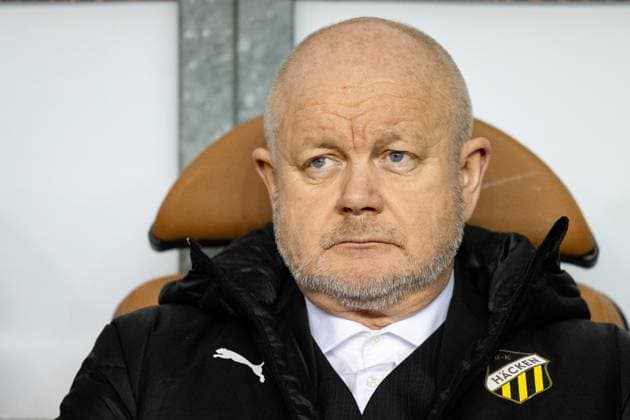 231214 Head coach Per Mathias Hogmo of Häcken ahead of the UEFA Europa League match between Qarabag and Häcken on December 14, 2023 in Baku Photo Carl Sandin BILDBYRAN code CS CS0469 football soccer football uefa europa league qarabag häcken bbeng  Copyright: CARLxSANDIN BB231214CS035