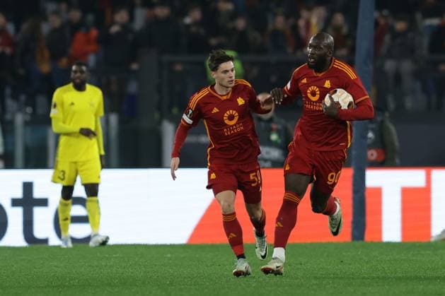 UEFA Europa League Group G AS Roma vs Sheriff Tiraspol Roma™s Belgian forward Romelu Lukaku celebrates after scoring a goal during UEFA Europa League Group G match between AS Roma vs Sheriff Tiraspol at Olimpico stadium on December 14, 2023 in Rome, Italy. ABPH8932 Copyright: xAntonioxBalascox